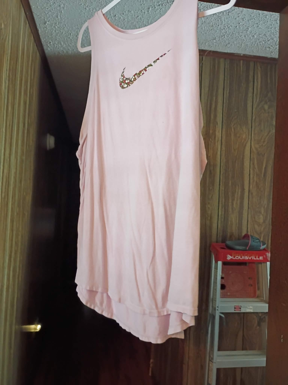 Nike Light Pink Floral Swoosh High-Low Tank Top